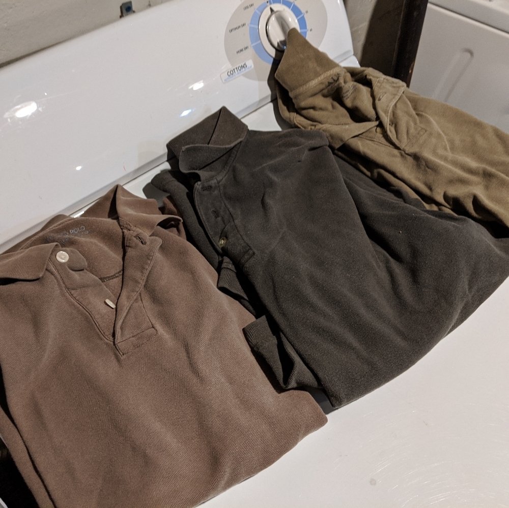 3 green polo shirts
